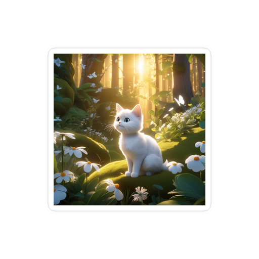 PugMug Custom White Companion Cat Sticker