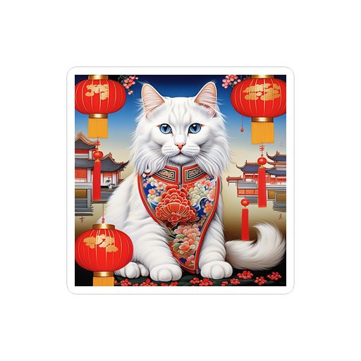 PugMug Custom White Ragdoll Cat Sticker