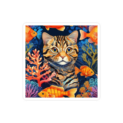 PugMug Custom Tabby Scottish Fold Cat Sticker