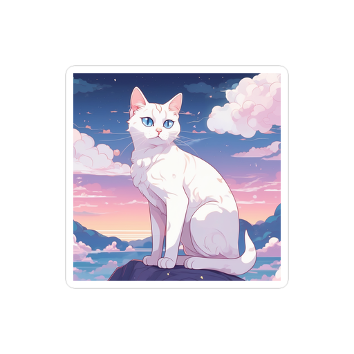 PugMug Custom White Companion Cat Sticker