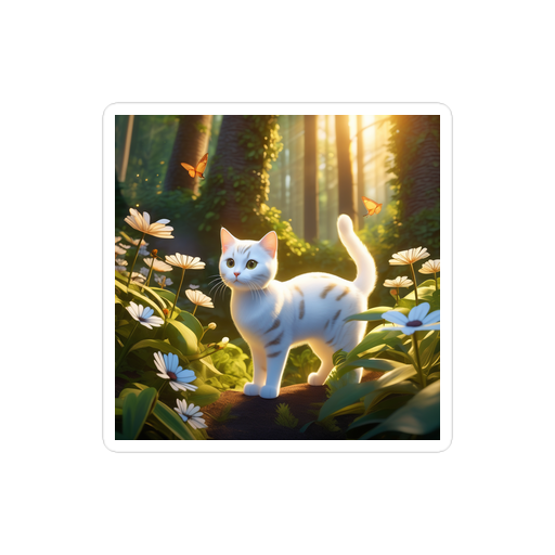 PugMug Custom White American Shorthair Cat Sticker