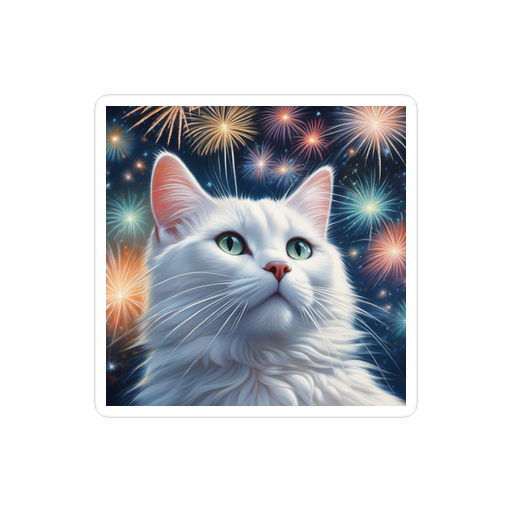 PugMug Custom White Companion Cat Sticker