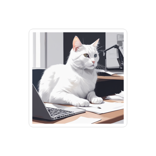 PugMug Custom White Companion Cat Sticker