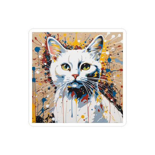 PugMug Custom White Companion Cat Sticker