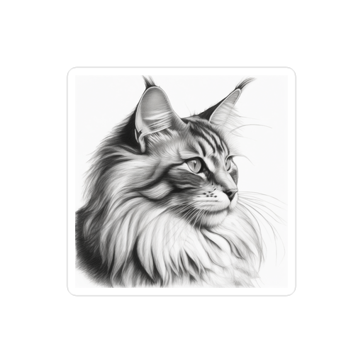 PugMug Custom White Maine Coon Cat Sticker
