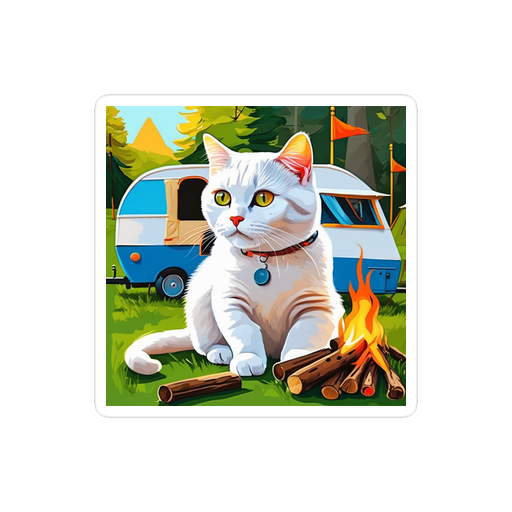 PugMug Custom White British Shorthair Cat Sticker