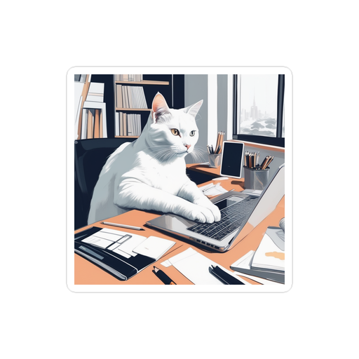 PugMug Custom White Companion Cat Sticker