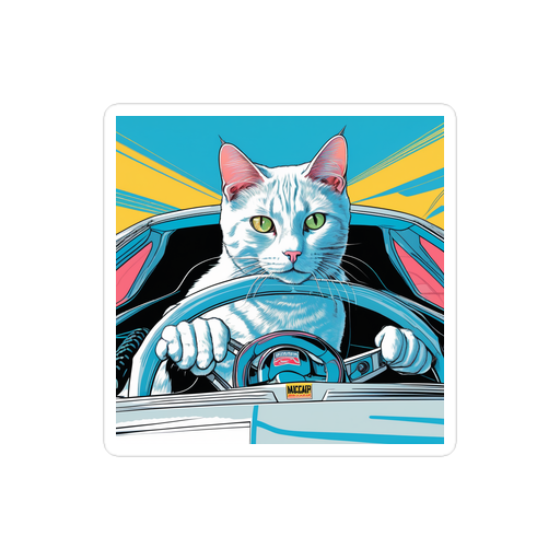 PugMug Custom White Companion Cat Sticker