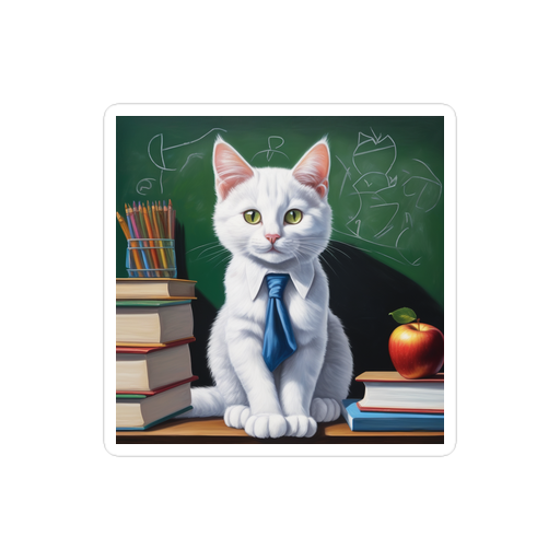 PugMug Custom White Companion Cat Sticker