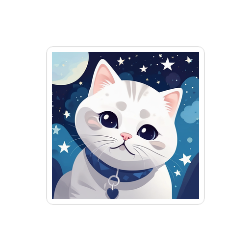 PugMug Custom White Scottish Fold Cat Sticker