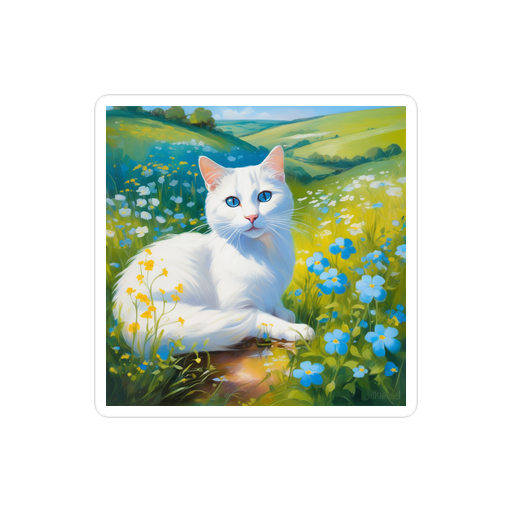 PugMug Custom White Companion Cat Sticker