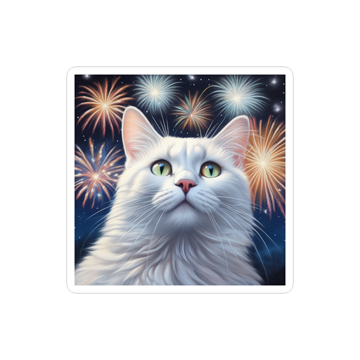 PugMug Custom White Companion Cat Sticker