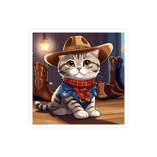 PugMug Custom Tabby Scottish Fold Cat Sticker