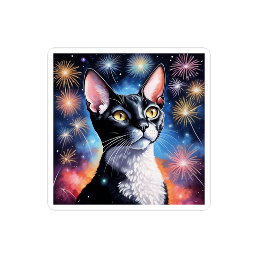 PugMug Custom Black Devon Rex Cat Sticker