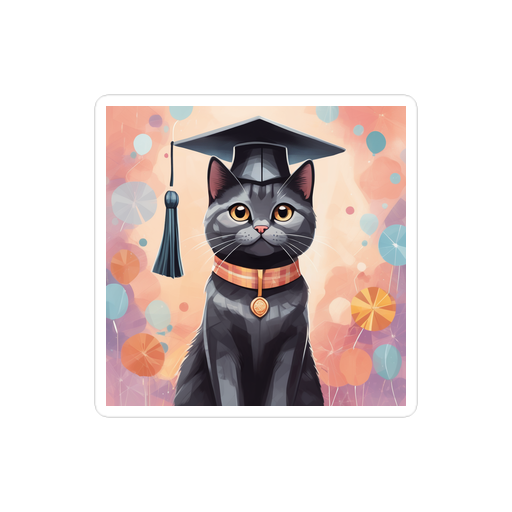 PugMug Custom Black British Shorthair Cat Sticker