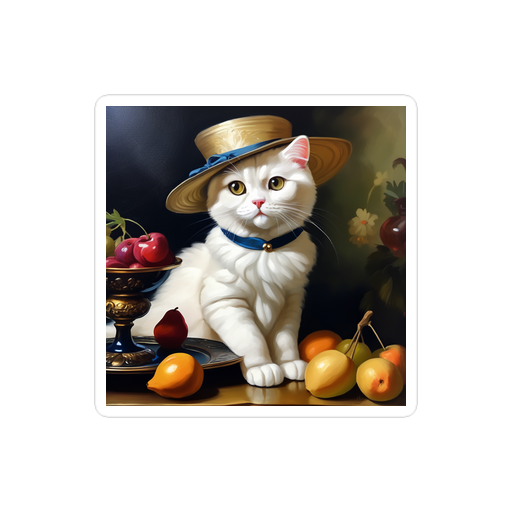 PugMug Custom White Scottish Fold Cat Sticker