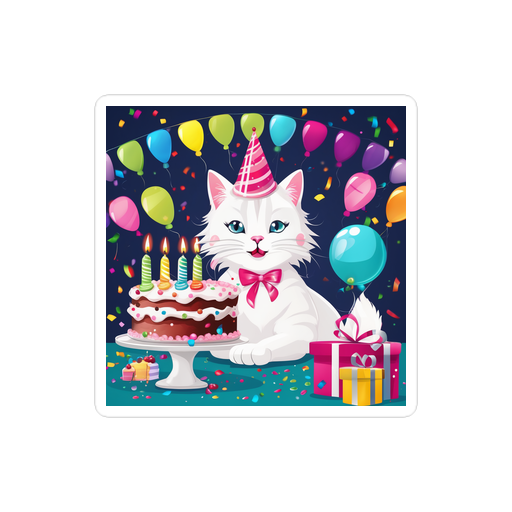 PugMug Custom White Companion Cat Sticker