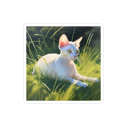 PugMug Custom White Devon Rex Cat Sticker