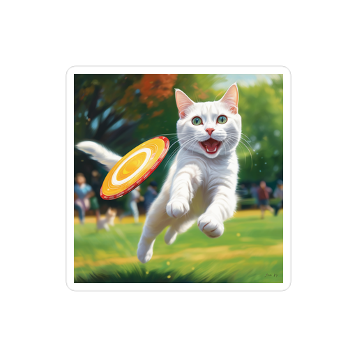 PugMug Custom White Companion Cat Sticker