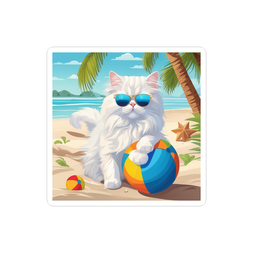 PugMug Custom White Persian Cat Sticker