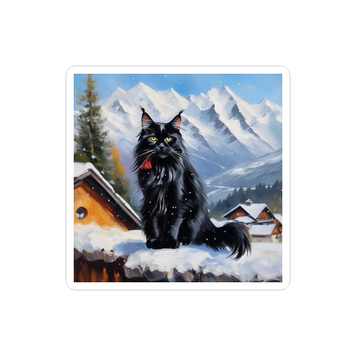 PugMug Custom Black Maine Coon Cat Sticker