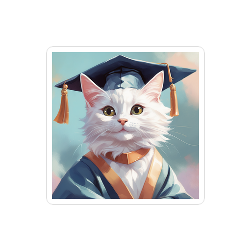 PugMug Custom White Companion Cat Sticker