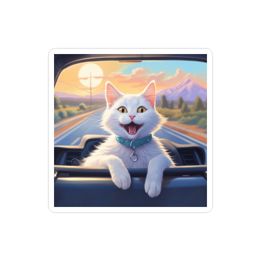 PugMug Custom White Companion Cat Sticker