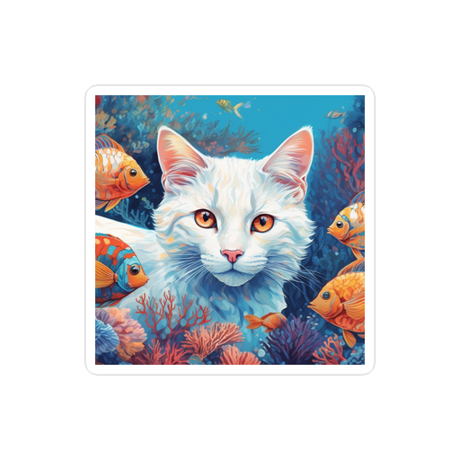 PugMug Custom White Companion Cat Sticker