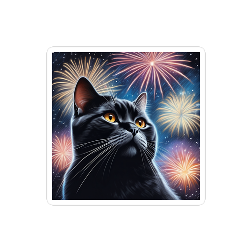 PugMug Custom Black British Shorthair Cat Sticker