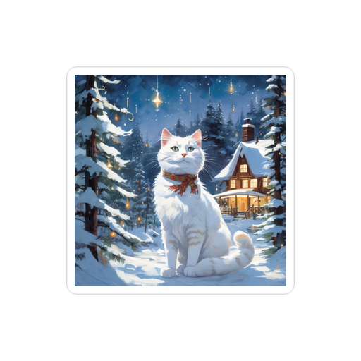 PugMug Custom White Companion Cat Sticker