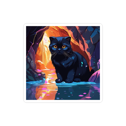 PugMug Custom Black Scottish Fold Cat Sticker