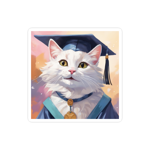 PugMug Custom White Companion Cat Sticker