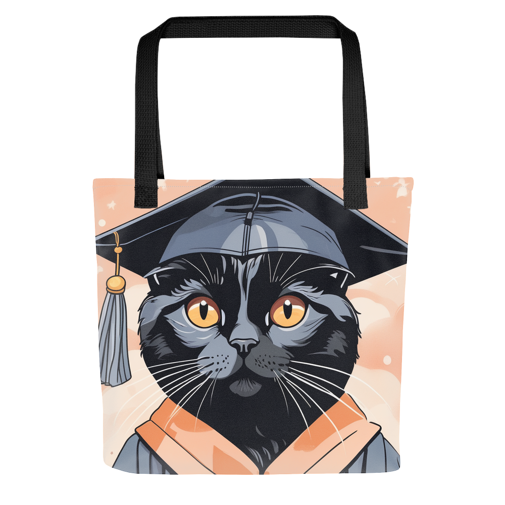 PugMug Custom Black Scottish Fold Cat Tote