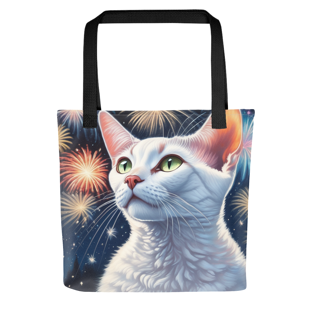 PugMug Custom White Devon Rex Cat Tote