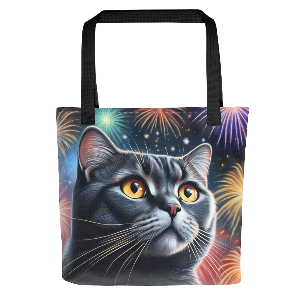 PugMug Custom Black Scottish Fold Cat Tote