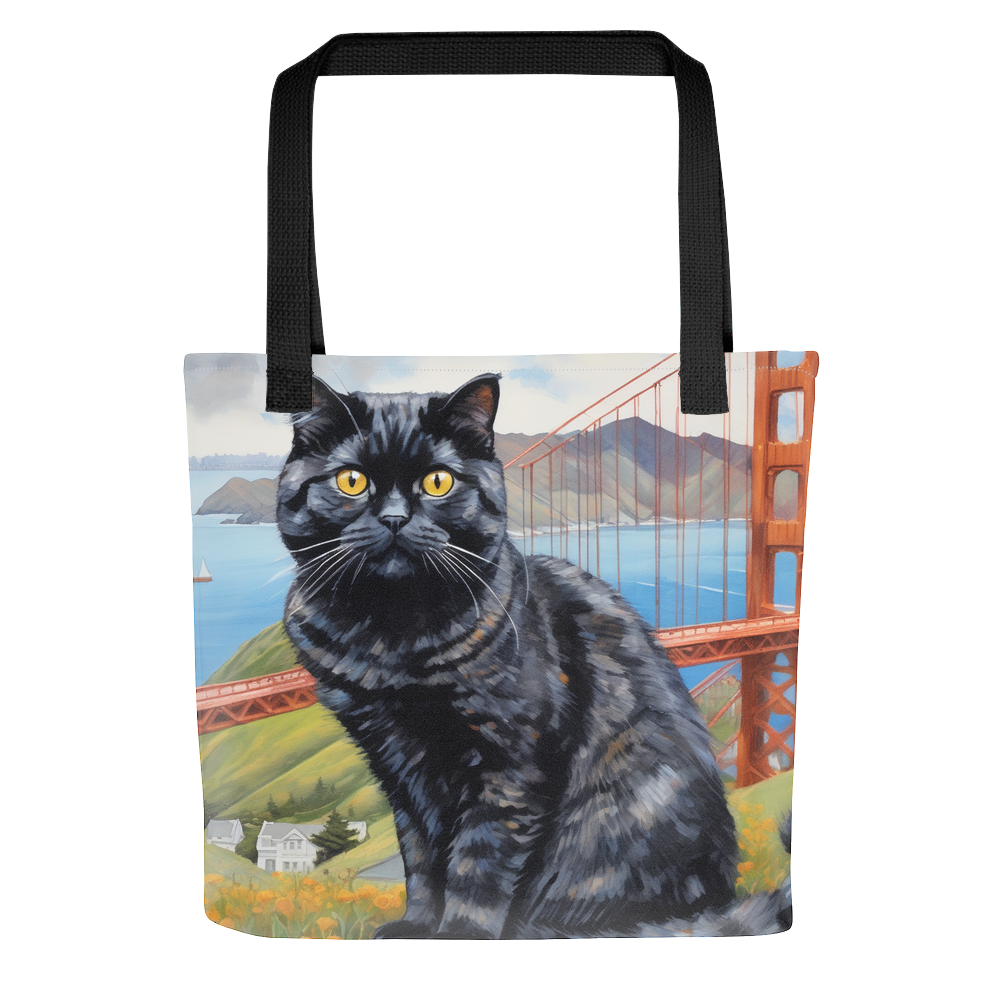 PugMug Custom Black Scottish Fold Cat Tote