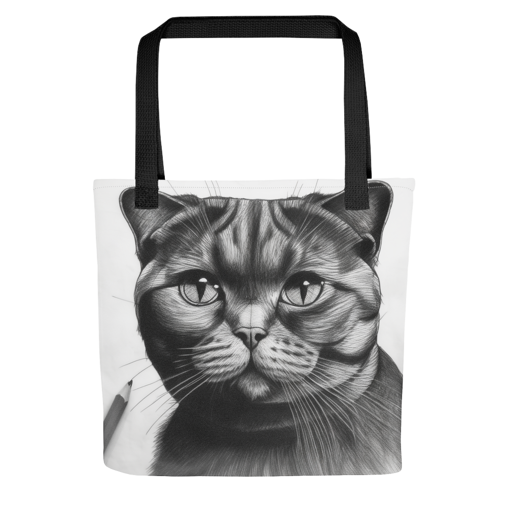 PugMug Custom Black Scottish Fold Cat Tote