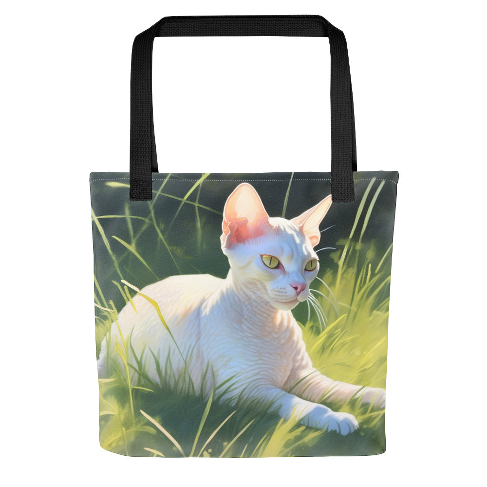PugMug Custom White Devon Rex Cat Tote