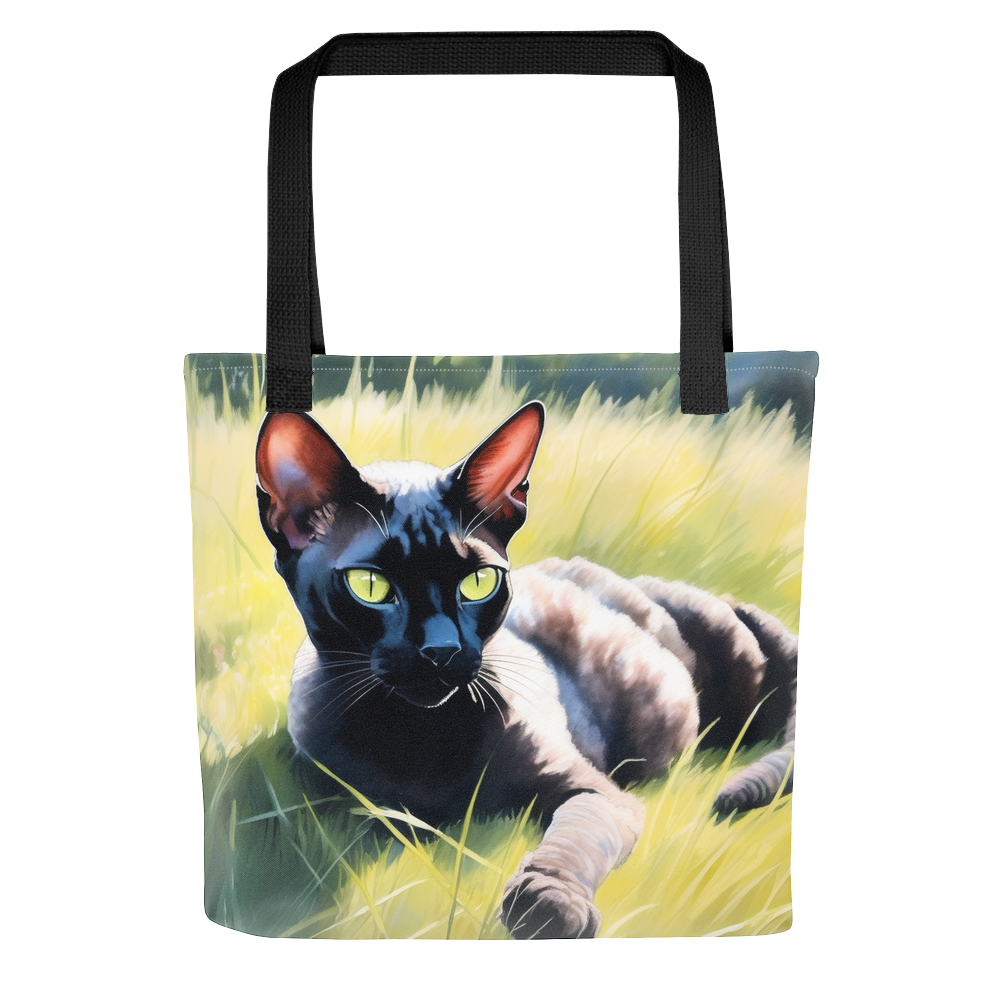 PugMug Custom Black Devon Rex Cat Tote