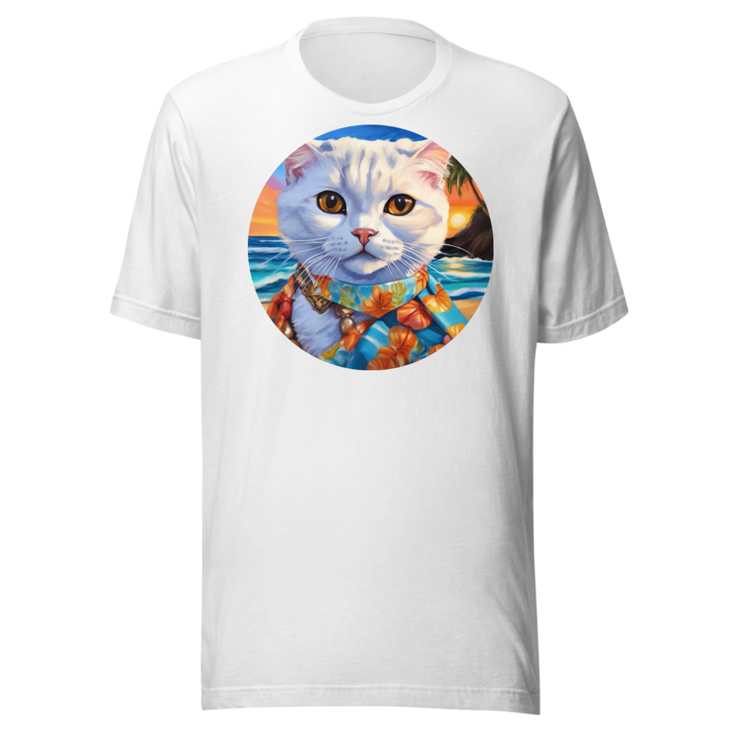 PugMug Custom White Scottish Fold Cat T-Shirt