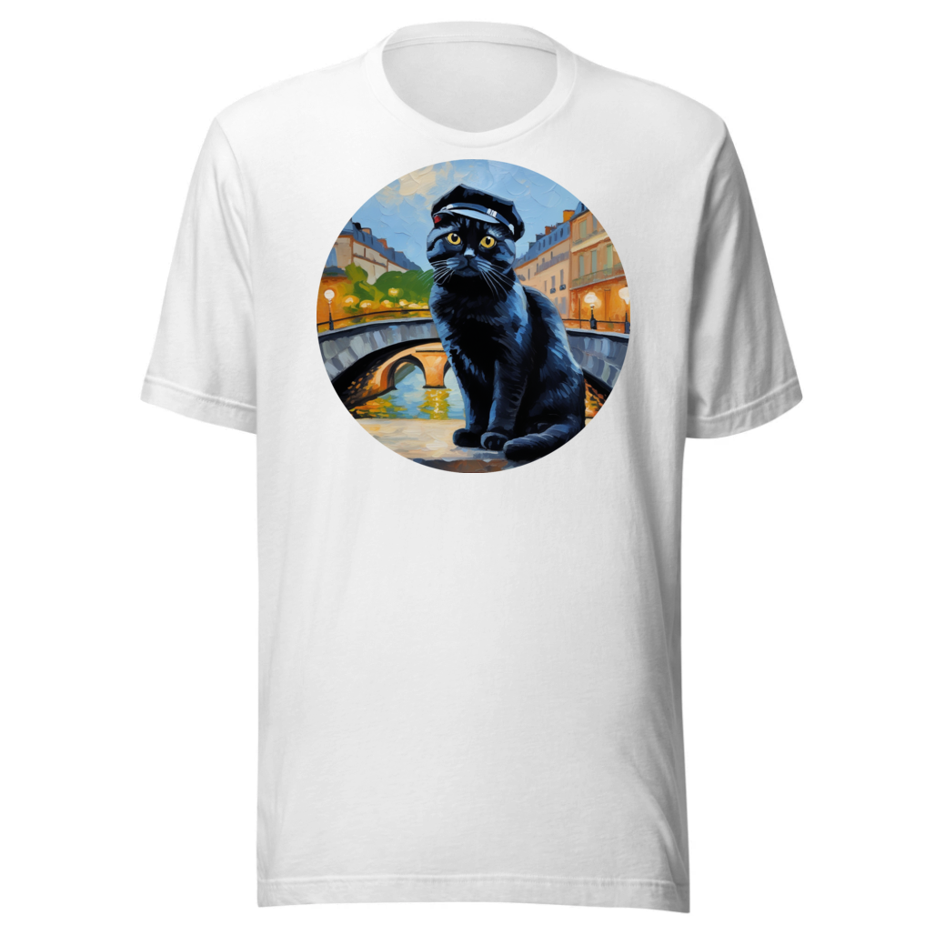 PugMug Custom Black Scottish Fold Cat T-Shirt