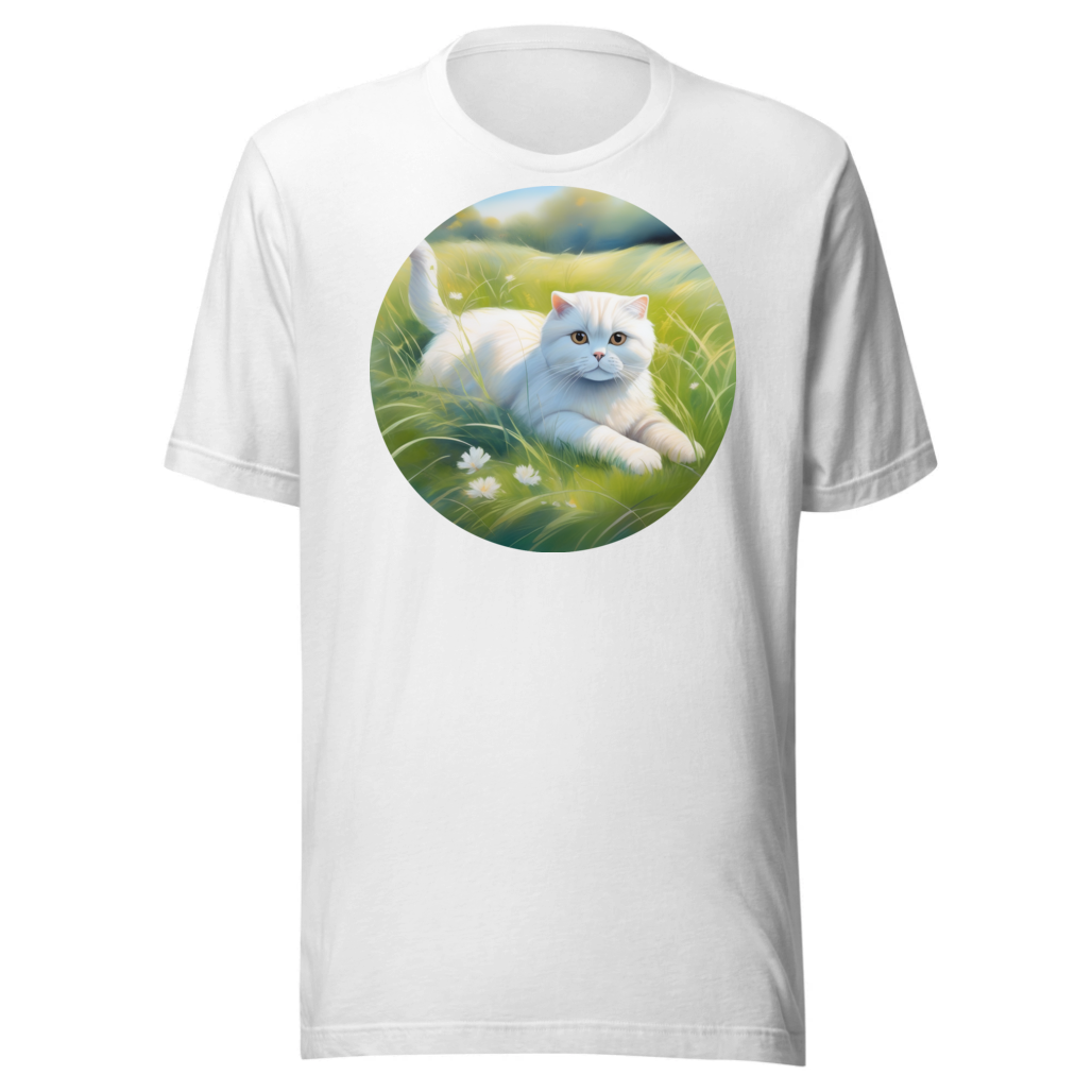 PugMug Custom White Scottish Fold Cat T-Shirt