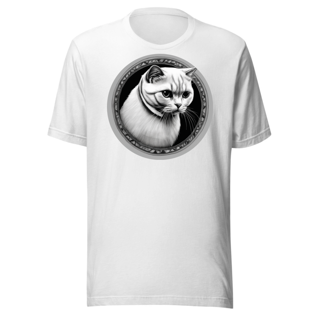 PugMug Custom White Scottish Fold Cat T-Shirt