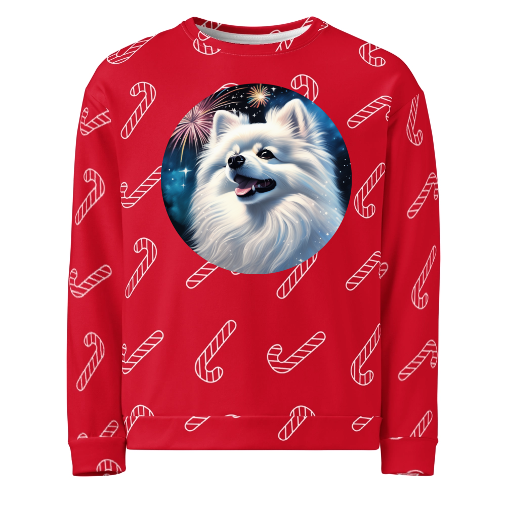 PugMug Custom White Pomeranian Ugly Christmas Sweatshirt