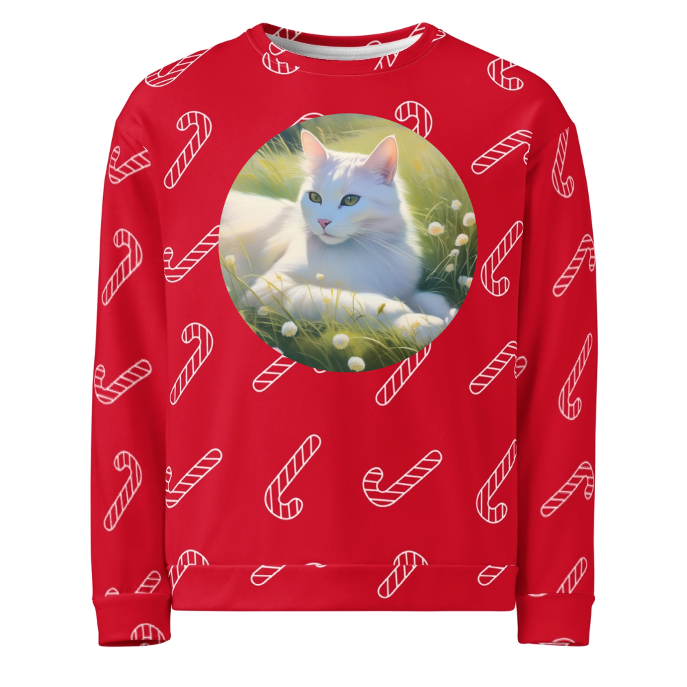 PugMug Custom White Companion Cat Ugly Christmas Sweatshirt