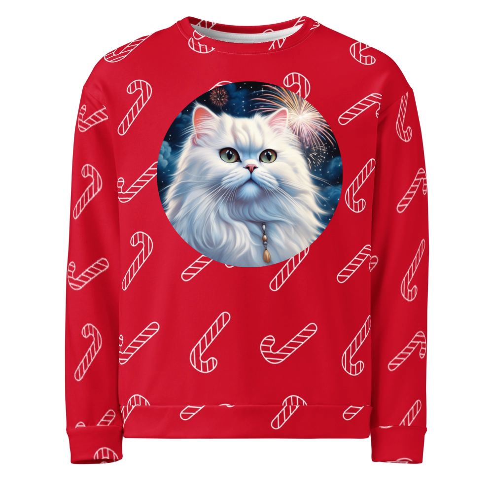 PugMug Custom White Persian Cat Ugly Christmas Sweatshirt