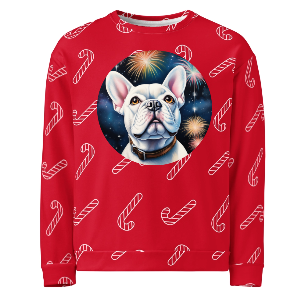 PugMug Custom White French Bulldog Ugly Christmas Sweatshirt