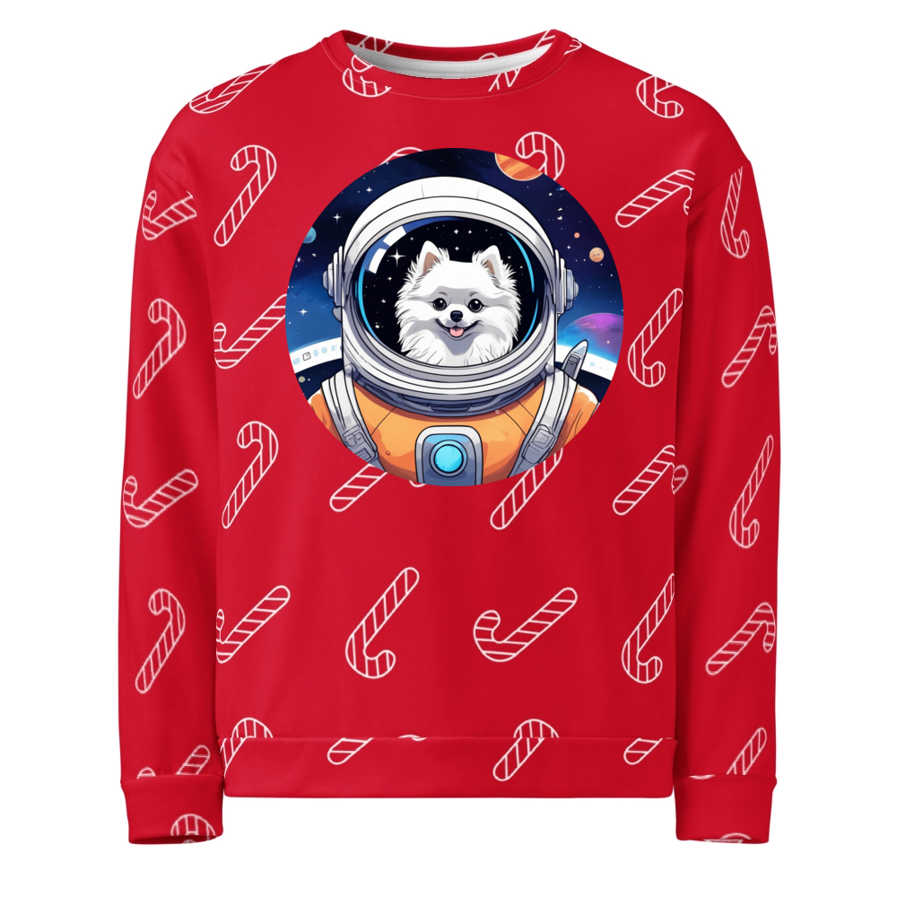 PugMug Custom White Pomeranian Ugly Christmas Sweatshirt