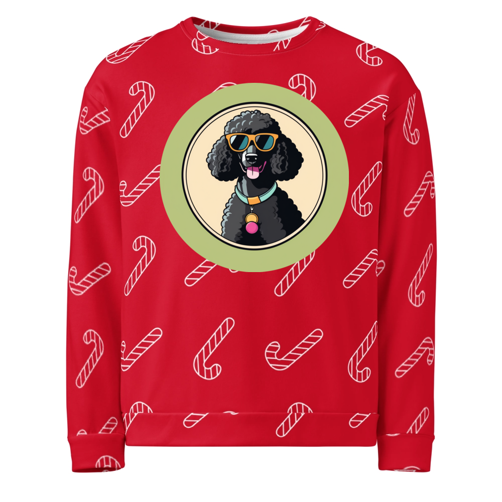 PugMug Custom Black Poodle Ugly Christmas Sweatshirt