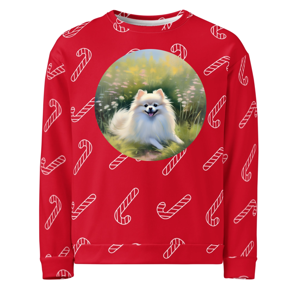 PugMug Custom White Pomeranian Ugly Christmas Sweatshirt